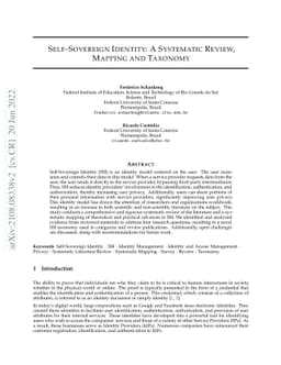 Self-Sovereign Identity: A Systematic Review, Mapping and Taxonomy