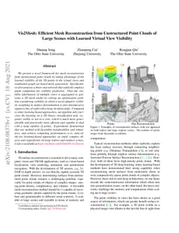 Vis2Mesh: Efficient Mesh Reconstruction from Unstructured Point Clouds
  of Large Scenes with Learned Virtual View Visibility