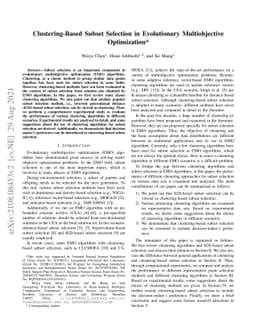Clustering-Based Subset Selection in Evolutionary Multiobjective
  Optimization