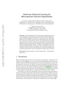 Multi-task Federated Learning for Heterogeneous Pancreas Segmentation