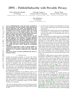 2PPS -- Publish/Subscribe with Provable Privacy