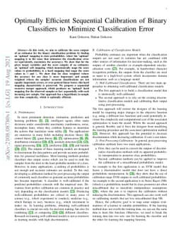 Optimally Efficient Sequential Calibration of Binary Classifiers to
  Minimize Classification Error