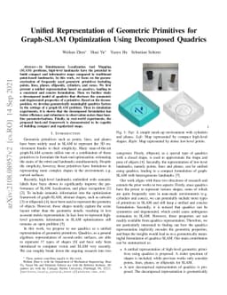 Unified Representation of Geometric Primitives for Graph-SLAM
  Optimization Using Decomposed Quadrics