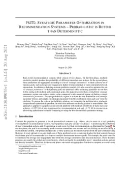 PASTO: Strategic Parameter Optimization in Recommendation Systems --
  Probabilistic is Better than Deterministic