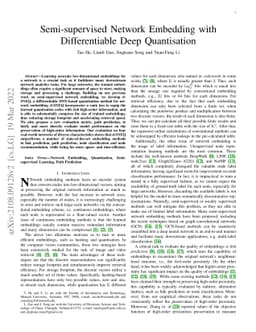 Semi-supervised Network Embedding with Differentiable Deep Quantisation