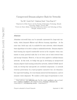 Unsupervised Domain-adaptive Hash for Networks