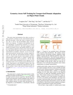 Geometry-Aware Self-Training for Unsupervised Domain Adaptationon Object
  Point Clouds