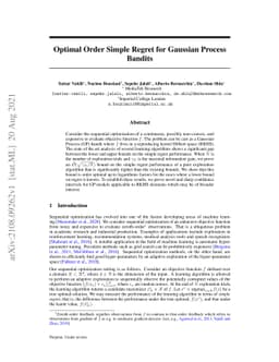 Optimal Order Simple Regret for Gaussian Process Bandits