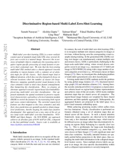 Discriminative Region-based Multi-Label Zero-Shot Learning