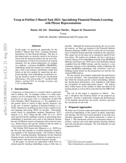 Yseop at FinSim-3 Shared Task 2021: Specializing Financial Domain
  Learning with Phrase Representations