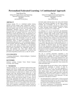 Personalised Federated Learning: A Combinational Approach