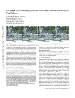 Recurrent Video Deblurring with Blur-Invariant Motion Estimation and
  Pixel Volumes