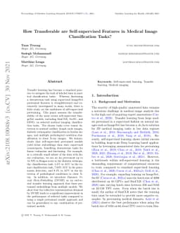 How Transferable Are Self-supervised Features in Medical Image
  Classification Tasks?