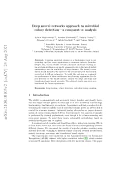 Deep neural networks approach to microbial colony detection -- a
  comparative analysis