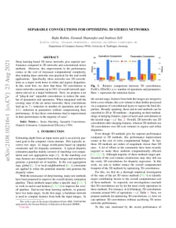 Separable Convolutions for Optimizing 3D Stereo Networks