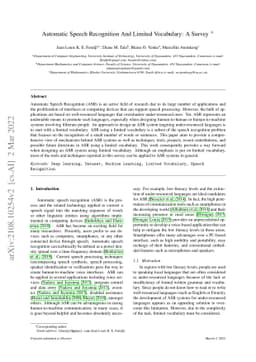 Automatic Speech Recognition And Limited Vocabulary: A Survey