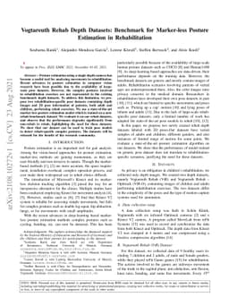 Vogtareuth Rehab Depth Datasets: Benchmark for Marker-less Posture
  Estimation in Rehabilitation