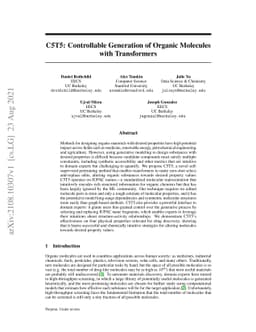 C5T5: Controllable Generation of Organic Molecules with Transformers