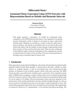 Differential Music: Automated Music Generation Using LSTM Networks with
  Representation Based on Melodic and Harmonic Intervals
