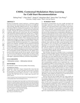 CMML: Contextual Modulation Meta Learning for Cold-Start Recommendation