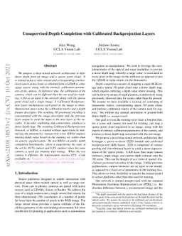 Unsupervised Depth Completion with Calibrated Backprojection Layers