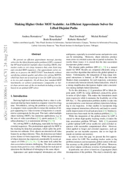 Making Higher Order MOT Scalable: An Efficient Approximate Solver for
  Lifted Disjoint Paths
