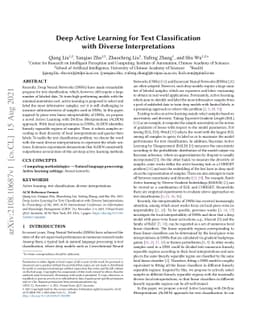 Deep Active Learning for Text Classification with Diverse
  Interpretations