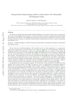 Interpretable deep-learning models to help achieve the Sustainable
  Development Goals