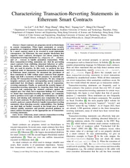 Characterizing Transaction-Reverting Statements in Ethereum Smart
  Contracts