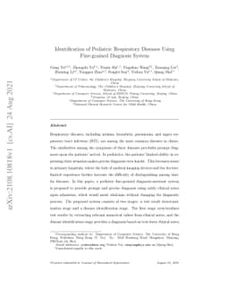 Identification of Pediatric Respiratory Diseases Using Fine-grained
  Diagnosis System
