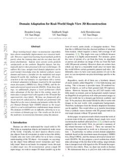 Domain Adaptation for Real-World Single View 3D Reconstruction
