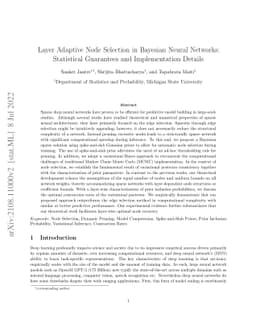 Layer Adaptive Node Selection in Bayesian Neural Networks: Statistical
  Guarantees and Implementation Details