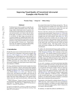 Improving Visual Quality of Unrestricted Adversarial Examples with
  Wavelet-VAE