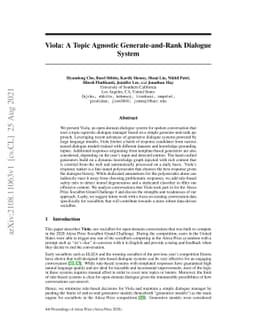 Viola: A Topic Agnostic Generate-and-Rank Dialogue System