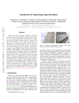 Transformer for Single Image Super-Resolution