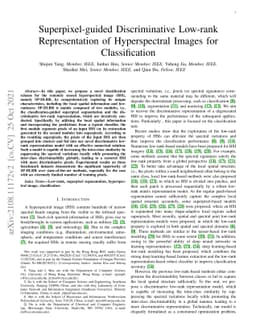 Superpixel-guided Discriminative Low-rank Representation of
  Hyperspectral Images for Classification