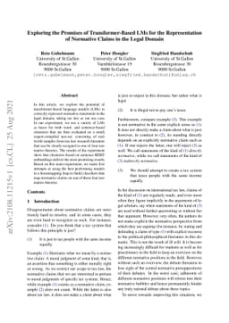 Exploring the Promises of Transformer-Based LMs for the Representation
  of Normative Claims in the Legal Domain