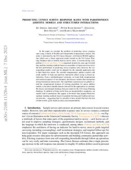 Predicting Census Survey Response Rates With Parsimonious Additive Models and Structured Interactions