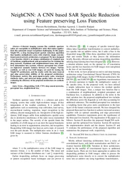NeighCNN: A CNN based SAR Speckle Reduction using Feature preserving
  Loss Function