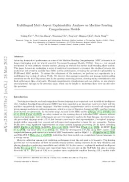 Multilingual Multi-Aspect Explainability Analyses on Machine Reading
  Comprehension Models