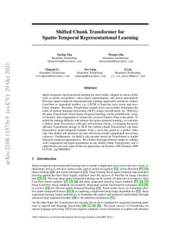 Shifted Chunk Transformer for Spatio-Temporal Representational Learning