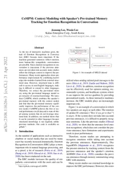 CoMPM: Context Modeling with Speaker's Pre-trained Memory Tracking for
  Emotion Recognition in Conversation