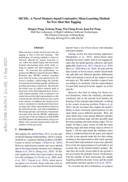MCML: A Novel Memory-based Contrastive Meta-Learning Method for Few Shot
  Slot Tagging