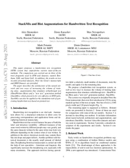 StackMix and Blot Augmentations for Handwritten Text Recognition