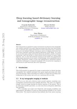 Deep learning based dictionary learning and tomographic image
  reconstruction