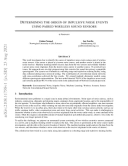 Determining the origin of impulsive noise events using paired wireless
  sound sensors