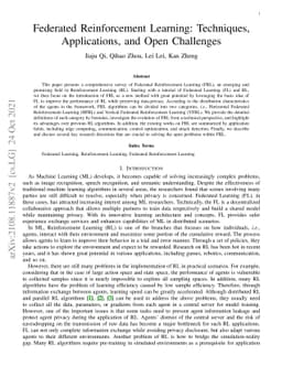 Federated Reinforcement Learning: Techniques, Applications, and Open
  Challenges