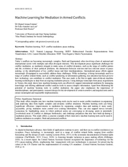 Machine Learning for Mediation in Armed Conflicts