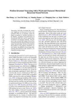 Position-Invariant Truecasing with a Word-and-Character Hierarchical
  Recurrent Neural Network