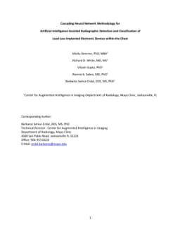 Cascading Neural Network Methodology for Artificial
  Intelligence-Assisted Radiographic Detection and Classification of Lead-Less
  Implanted Electronic Devices within the Chest
